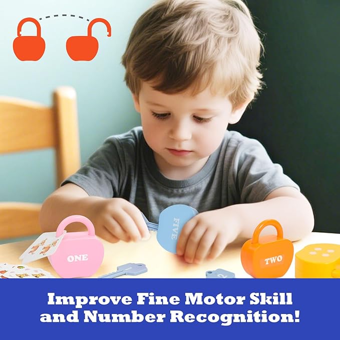 Apple Locks with Keys for Toddlers Ages 3-5 – Montessori Number Toys for Kids for 3 Year Old | Counting Games | Preschool & Kindergarten Classroom Must Haves