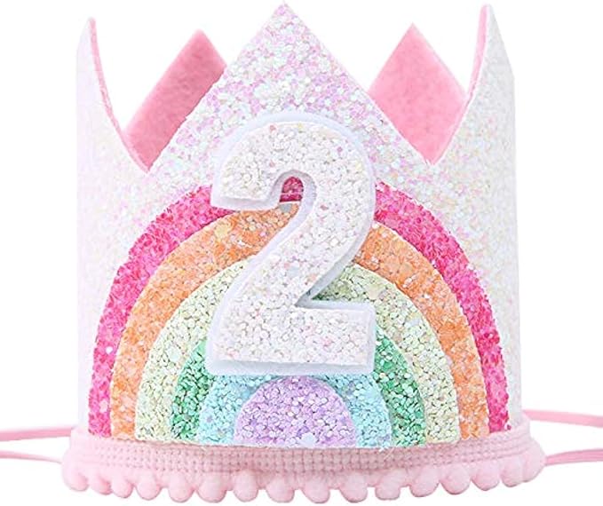 Birthday Rainbow Girl Crown, Birthday Hat for Event Party Supplies, Photo Props