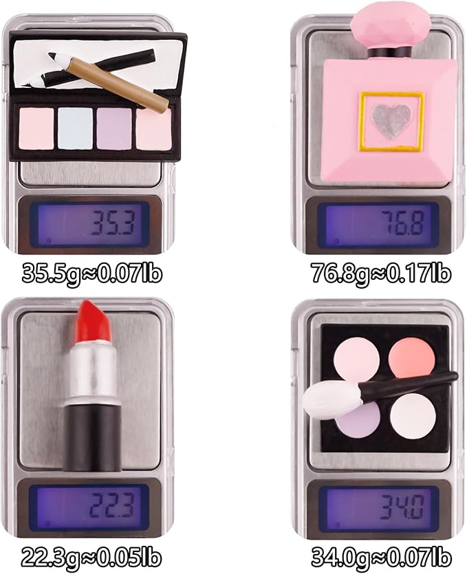 MEMOVAN Makeup Cake Topper 4 Pack, Resin Cosmetics Lipstick Perfume Bottle Eye Shadow Blush Make up Cake Decorations for Bridal Shower Bachelorette Girl Women Spa Salon Themed Birthday Party Supplies
