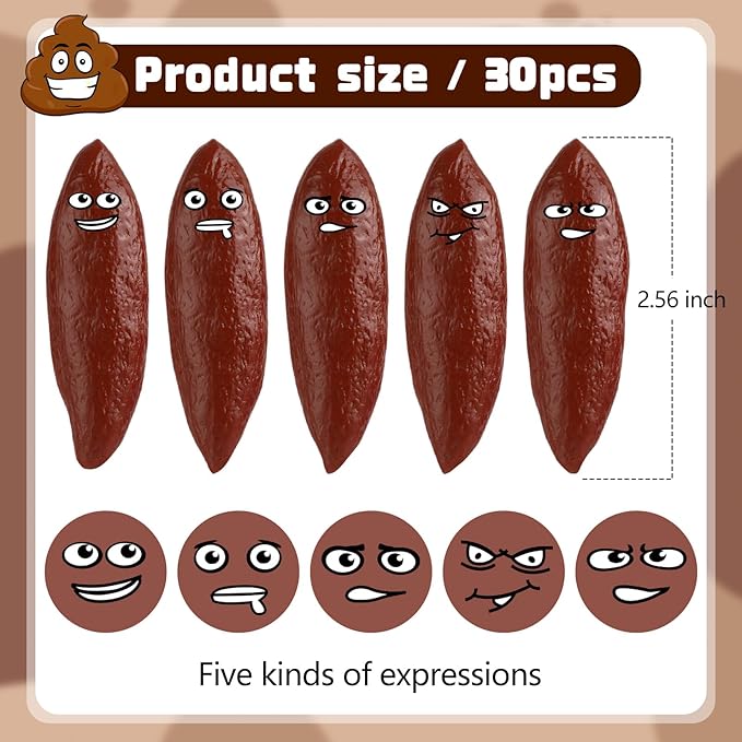 60Pcs Finger Slingshot Novelty Toys, Poop Fake Poop Finger Slingshot for Halloween, Fake Poop for Novelty Toys and Amusements, Poop Rubber Spoof Toy for School Party