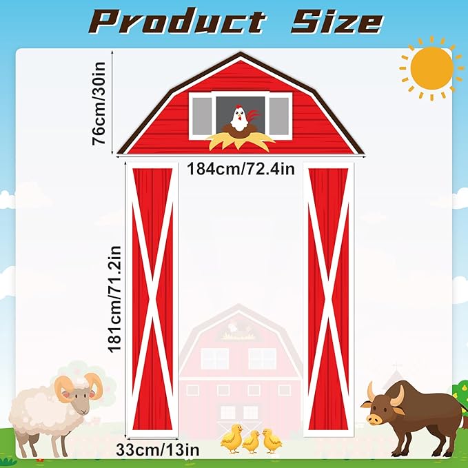 CHUNNIN Farm Animal Party Porch Banner - Farm Themed Party Door Decoration - Barn Door Banner Hanging Supplies - Barnyard Awning Backdrop for Animal Birthday Photo Booth Props
