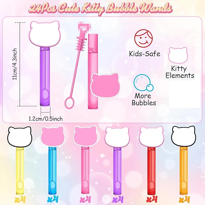 AFZMON Kitten Cat Bubble Wands for Kids, Kitty Mini Bubbles Birthday Gift Toy Party Favors Goodie Bag Stuffers Pinata Classroom Prizes Supplies