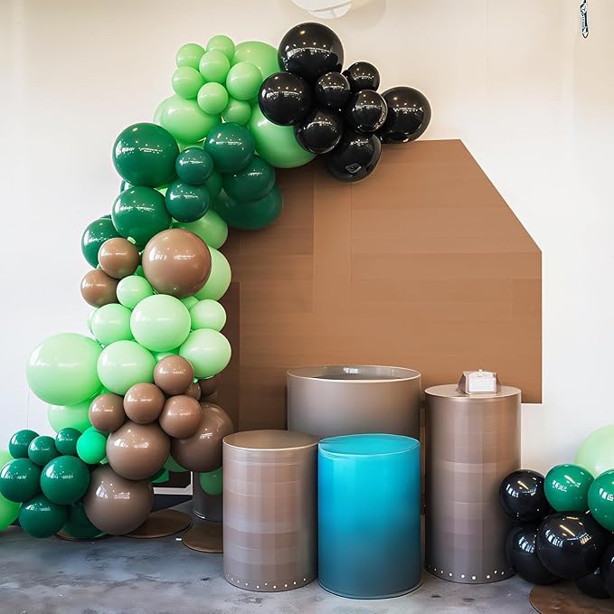Dark Green Brown Balloons, 12 Inchs Avocado Sage Green Black Latex Balloons for Boys Kids Video Theme Jungle Safari Game Party Baby Shower Wedding Grauation Birthday Decorations