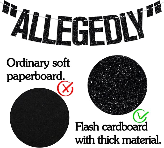 Allegedly Lawyer Banner, Born to Argue/Passed the Bar, Law School Survivor Graduation Party Decorations Supplies, Black Glitter