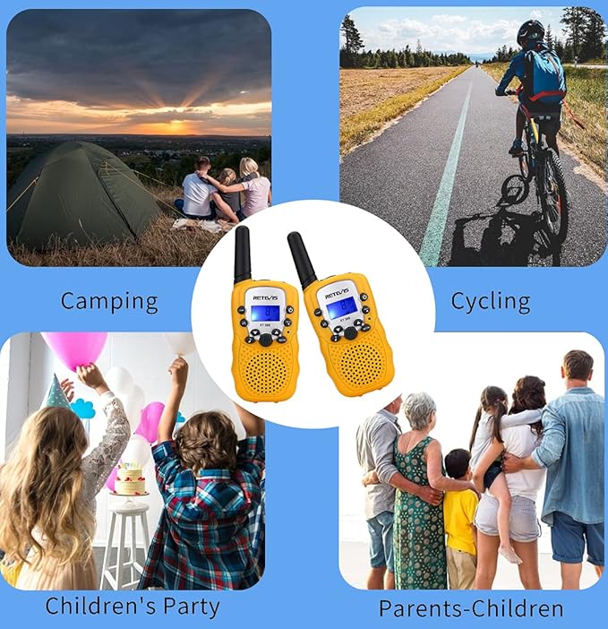 Retevis RT388 Kids Walkie Talkies, Toys Gifts for 6-12 Year Old Girls Boys, Mini Toy Walkie Talkie, Easter Birthday Gifts Outdoor Camping(Yellow 2 Pack)