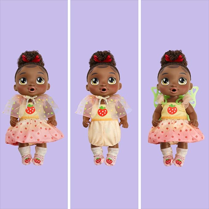 Baby Alive Fairy Fashions Berry Boo Doll with Clothes Accessories, Black Hair, 11 Inches, Toys for 3 Year Old Girls and Boys & Up (Amazon Exclusive)