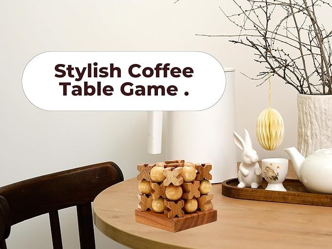 BSIRI 3D Wooden Tic Tac Toe Rustic Coffee Table Decor Unique Gifts for Special Occasions Fun for Adults in Strategic Game Night Family Games
