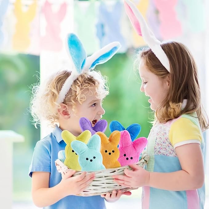 24PCS Cute Bunny Plush Toys,Easter Basket Stuffers Toys for Kids,Bunny Stuffed Animals,Easter Party Favors Gift for Girls Boys