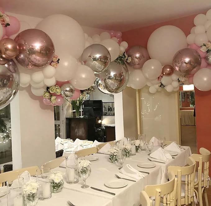 KALOR 10 Pcs 22 Inch Rose Gold Mylar Balloons, Large 4D Giant Round Foil Balloon Big Mirror Metallic Balloons for Birthday Party Baby Shower Gender Reveal Supplies