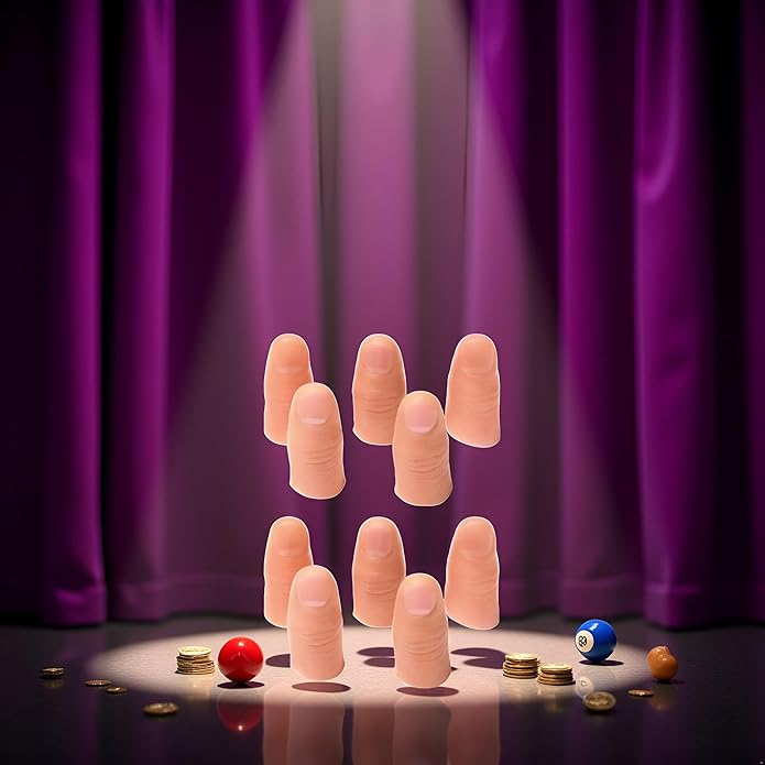 10Pcs Thumb Tip Magic Tricks,Disappearing Silk Fake Thumb Tip Magic,Fake Thumb Tip Vanish Magic,Trick Gimmick Magician Accessory, Close up Illusions Making Objects Appear,Disappear,Novelty Gag Toys
