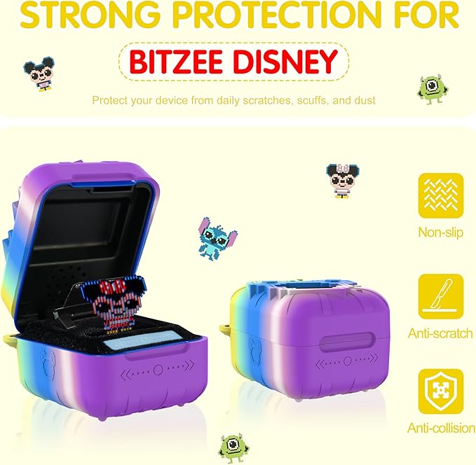 Silicone Case for Bitzee Disney Interactive Toy, Anti-Scratch, Washable, Shockproof Silicone Protective Cover for Bitzee Disney Interactive Toy Accessories with Lanyard - Colorful
