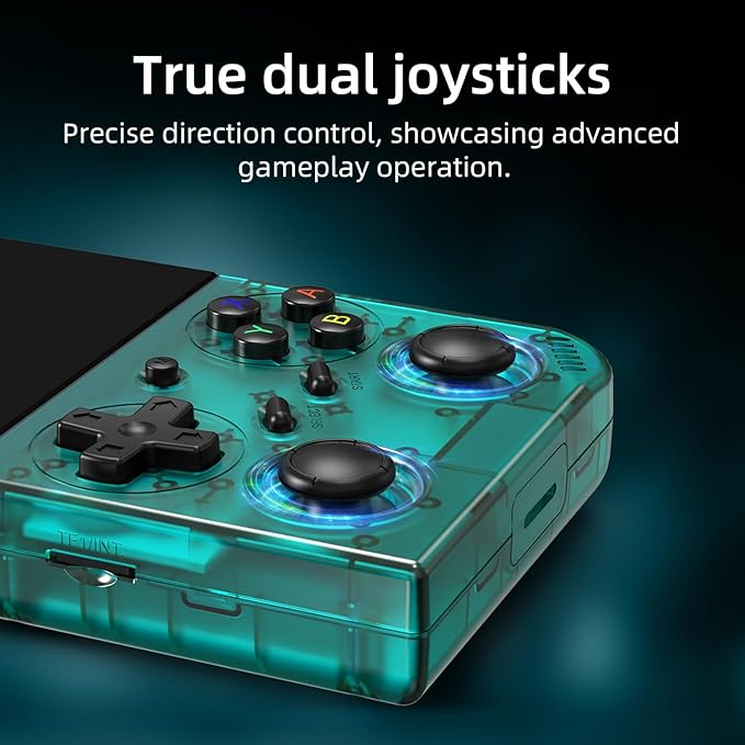 Classic up Retro Handheld Game Consoles with Linux 64GB Card 4353 Games 3.5-inch IPS 3200mAH Battery Support 30+ Simulators WiFi Bluetooth HD Output Gift for Teen or Partner - Transparent Teal