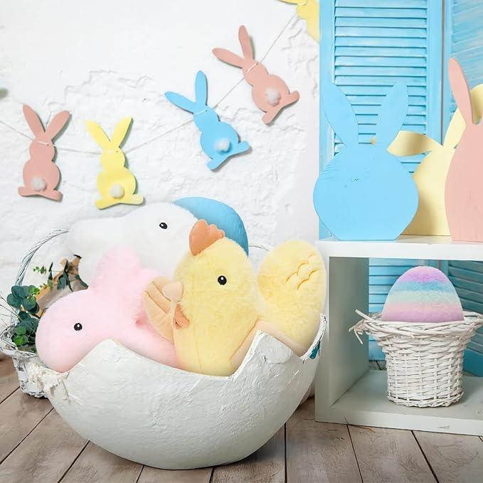 MaoGoLan 6 Pack Easter Stuffed Animals Bulk, 9 inch Floppy Bunnies Easter Eggs Chicken Carrot Plush Toys Set for Kids Girls Gift Non-Candy Basket Stuffers Party Favors Decorations