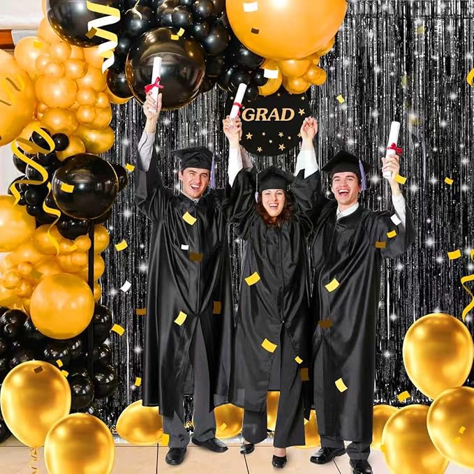 3 Pack Shiny Black Backdrop Party Decorations Tinsel Curtain Party Backdrop Foil Fringe Birthday Decorations Photo Booth Streamer Black Theme Bachelorette Graduation Party Decorations