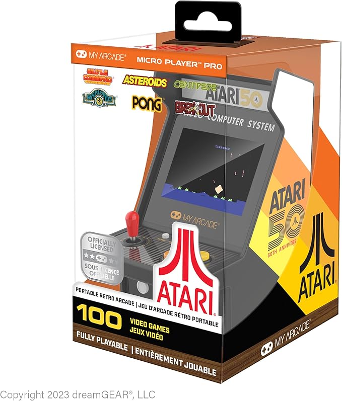 My Arcade Atari Micro Player Pro: 100 Arcade Games, 6.75" Portable Game, Retro Gaming Consoles