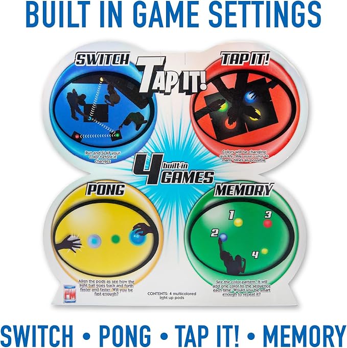 Fotorama Tap It Wireless Reaction Light Game, 4 Games in One Touch Play Set, Builds Hand-Eye Coordination Agility & Memory, Gifts for Kids Ages 6 & Up