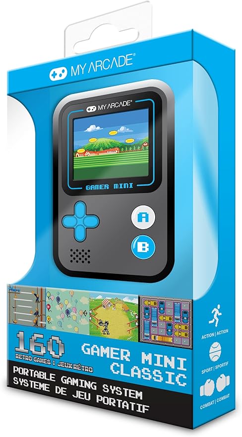 My Arcade Gamer Mini Classic-Blue: Miniature Handheld Gaming System Packed with 160 Games, 1.8" Color Display (DGUN-3926)