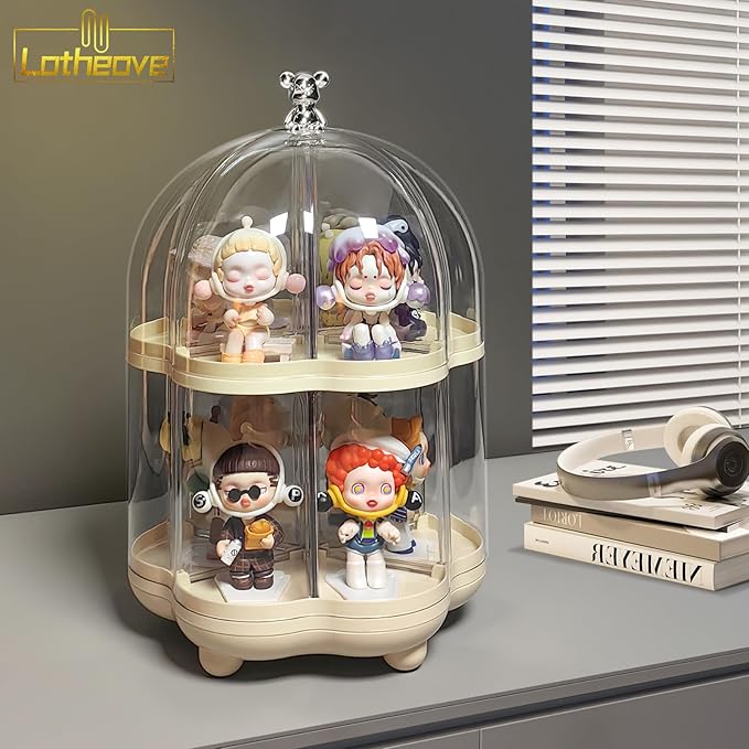 Clear Acrylic Rotating Display Case for Pop Mart, Funko Pop Figure Toys Rotating Display Stand, Storage Box Transparent Blind Box Organizer Dustproof Protection Showcase（2nd Floor）