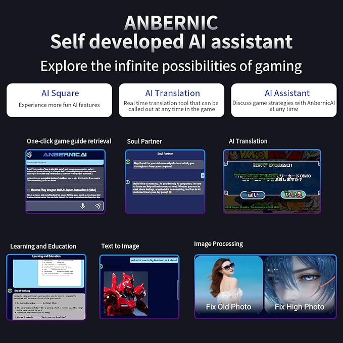 ANBERNIC RG477M Retro Handheld Game Console , Aluminum Alloy CNC Android 14 System 4.7 Inch LTPS in-Cell Touch Screen Dimensity 8300 Processor Support WiFi 6E Bluetooth 5.3(Brozen)