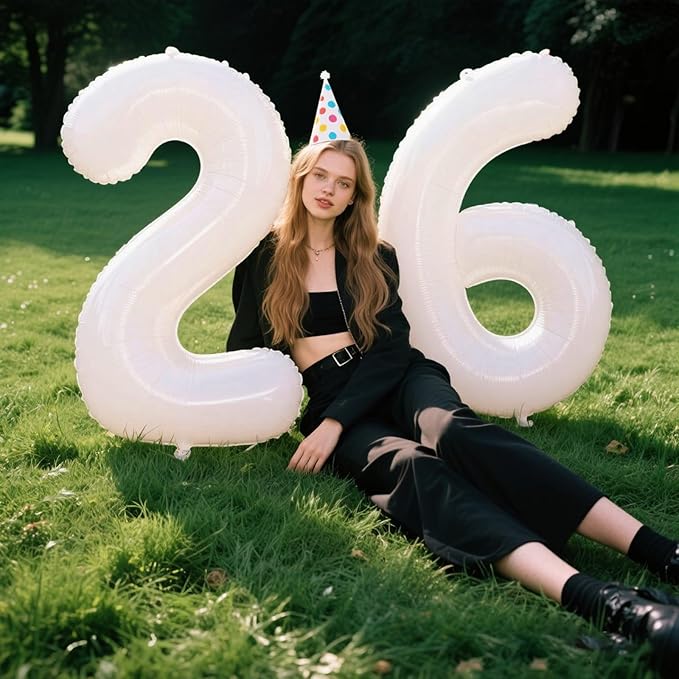 40 Inch Number 6 White Foil Helium Balloon - Birthday Gift for 6 Year Old Girl Boy 6th 16th 26th 36th 46th 50th 55th Wedding Anniversary Party Decorations