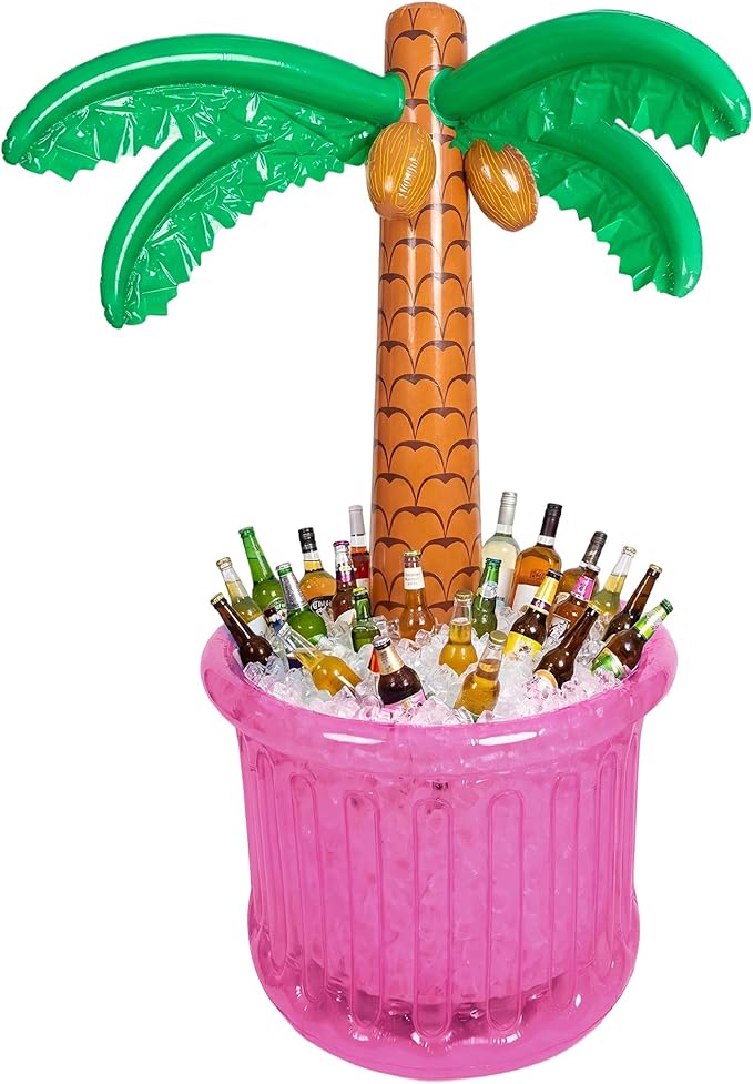 63'' Inflatable Palm Tree Cooler, Inflatable Cooler for Tropical Luau Party Decoration, Pool Party Decorations