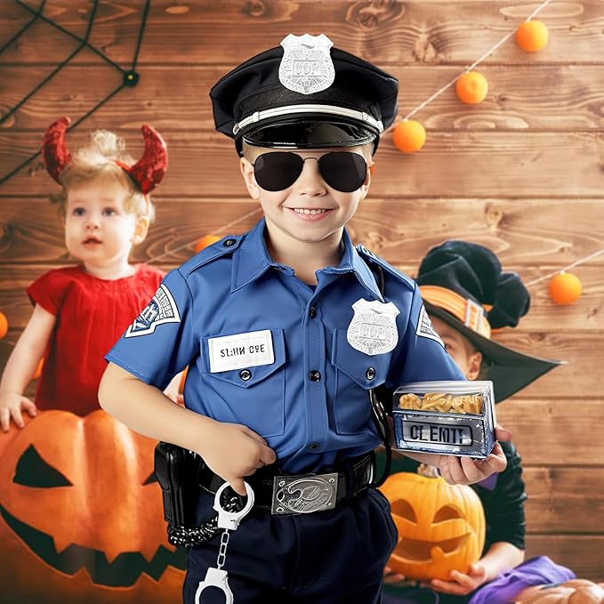 3 otters 9PCS Police Pretend Play Toy Set, Police Accessories for Kids Include Badge, Handcuffs, Walkie, and More for Dress Up Party, Role-playing, Christmas Gift for Kids