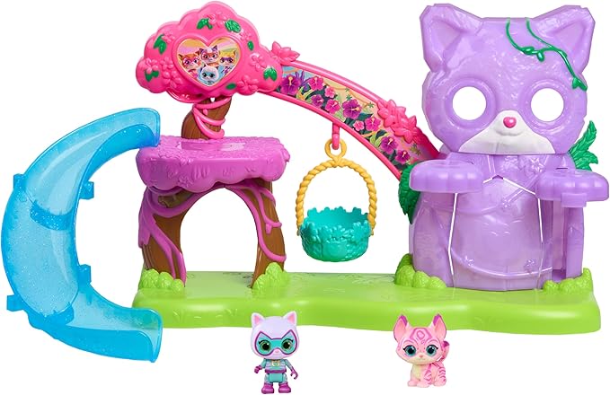 Disney Jr. SuperKitties Su-Purr Wild Playset with Slide and Swing, 5-Pieces, 3 Poseable Figures, Toy for Fans, Girls, Kids, Ages 3 and Up by Just Play