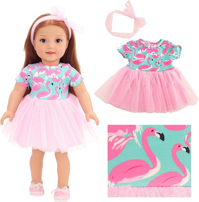 BARWA Doll Clothes and Accessories for 18 inch Girl Dolls Mermaid Casual Tutu Dress, Outfits, Swimsuit, Underwear… (C: Tutu Dress)
