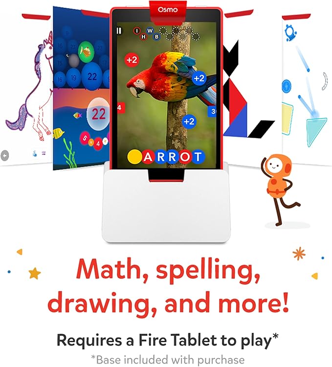 Osmo - Genius Starter Kit for Fire Tablet - 5 Educational Learning Games - Ages 6-10 - Math, Spelling, Creativity & More - STEM Toy Gifts for Kids, Boy & Girl (Fire Tablet 5 Games)
