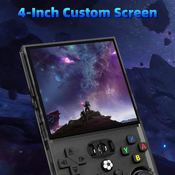 R36MAX Retro Handheld Games Console, Retro Game Console with 4.0 inch IPS HD Screen, Video Game Consoles with 64GB Memory, Portable Gaming Player for Travel, Gift for Teen or Partner, Blcak