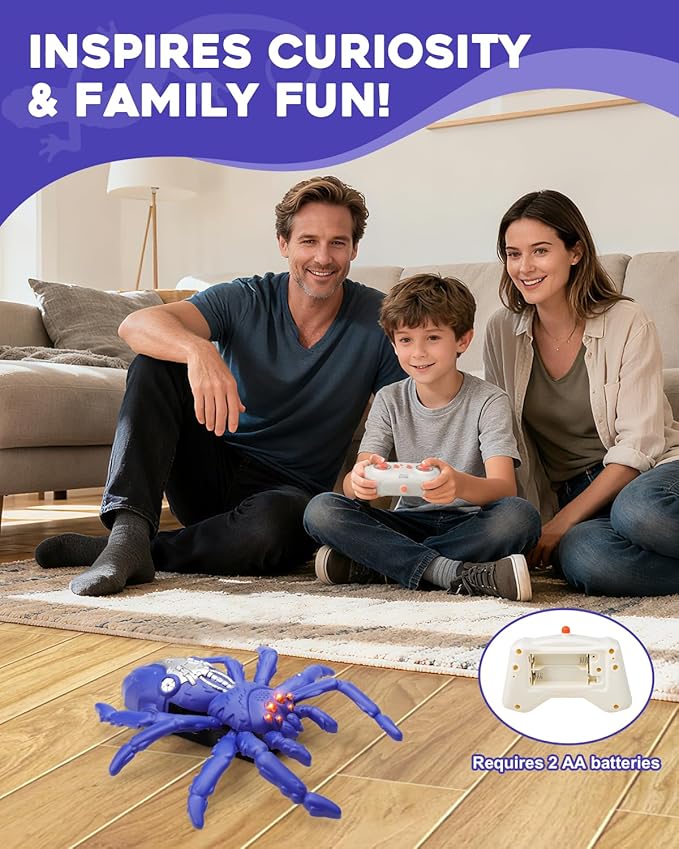 Wall Climbing Spider Toy for Kids, Dual Mode Floor & Wall Driving, Rechargeable Remote Control Robot, Climbs up Toys & Games, Halloween Christmas Birthday Gifts for Boys Girls Ages 4 & Up