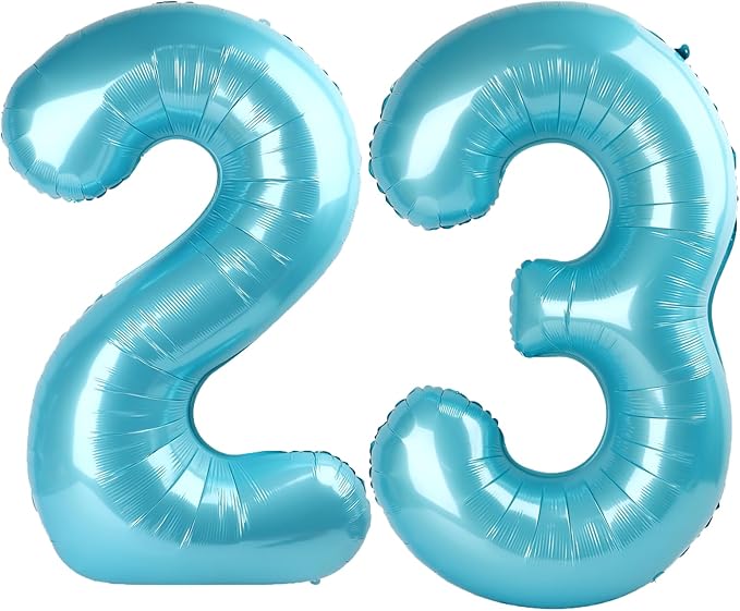 40 Inch Light Blue Number 23 Digital Balloon,Jumbo Mylar Foil Helium Balloon for 23 Balloons for Birthday Party,Wedding Anniversary Party Decorations