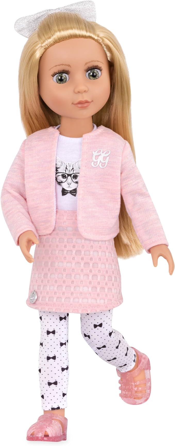 Glitter Girls – 14-Inch Fashion Doll – Blonde Hair & Green Eyes – Pink Cardigan & Skirt – Cat – Themed Outfit – 3+ Years– Fifer