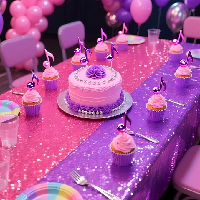 3 Pcs Kpop Holographic Tablecloth for Birthday Party Pink Purple Blue 54"x108" Witch and Princess Themed Movie Decoration Wedding Iridescent Metallic Plastic Glitter Laser Table Covers