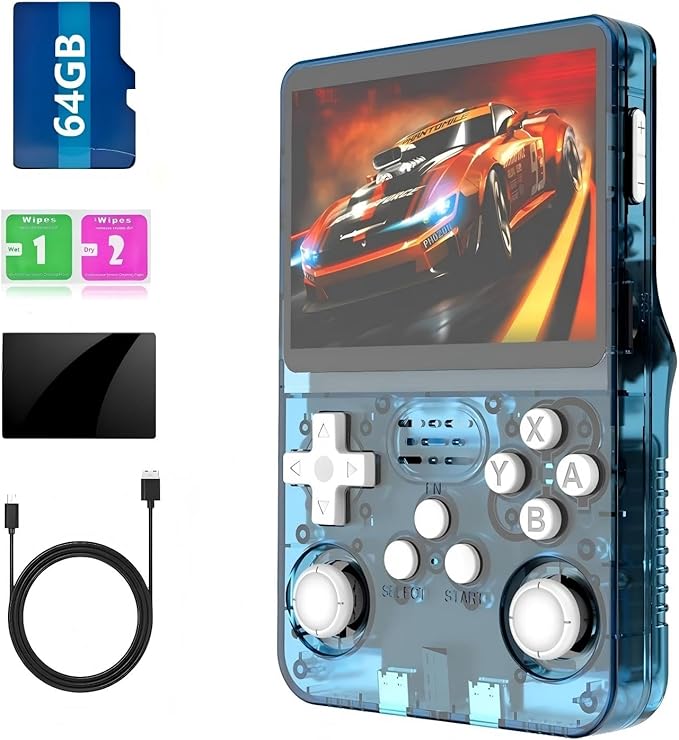 Retro Handheld Game Console Preload 20000+ Games 12+Emulators , Retro Gaming Console 3.5-inch IPS Screen (Lake Blue)