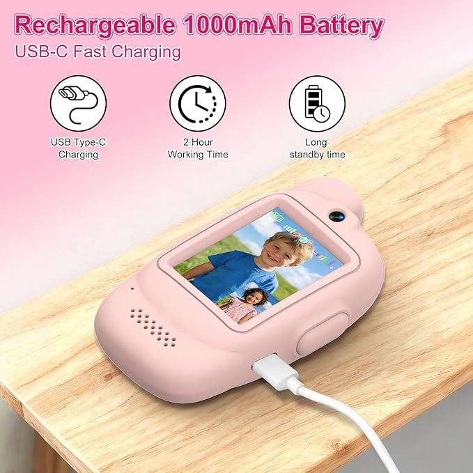 Video Walkie Talkies for Kids, 2 Pack Rechargeable Video Walkie Talkies for Age 3-12 Boys Girls, 1000 Feet Range, 2.0” IPS Screen Display & Voice Changer, for Indoor Outdoor Travel Hiking