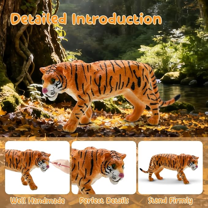 BOLZRA 65PCS Safari Animals Figures Toys, Realistic Plastic Jungle Zoo Wild Animals with Fence Building Blocks Storage Box Christmas Birthday Gift for Kids 3-8