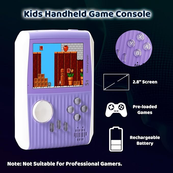 Kid Mini Handheld Retro Games Console Built in 666 Classic Games, Portable Handheld Video Games Console, 3 Inch Screen, 1020mAh Battery, Christmas Birthday Present Game Player for Boy Girl
