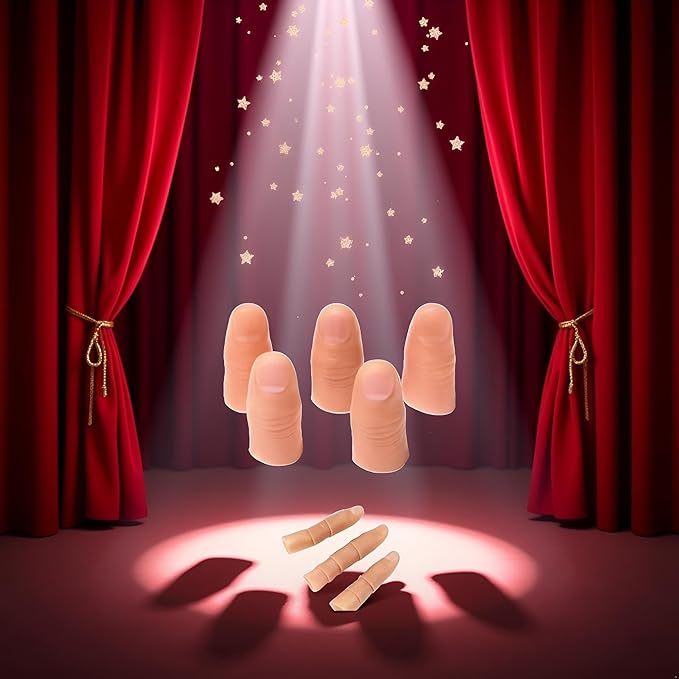 5pcs/Set Magic Trick Fingers Fake Thumb Tips,Close Up Stage Show Prop Prank,True to Life Fake Thumb Truth Magic Kits and Accessories,Magic Kits and Accessories,Novelty and Gag Toys