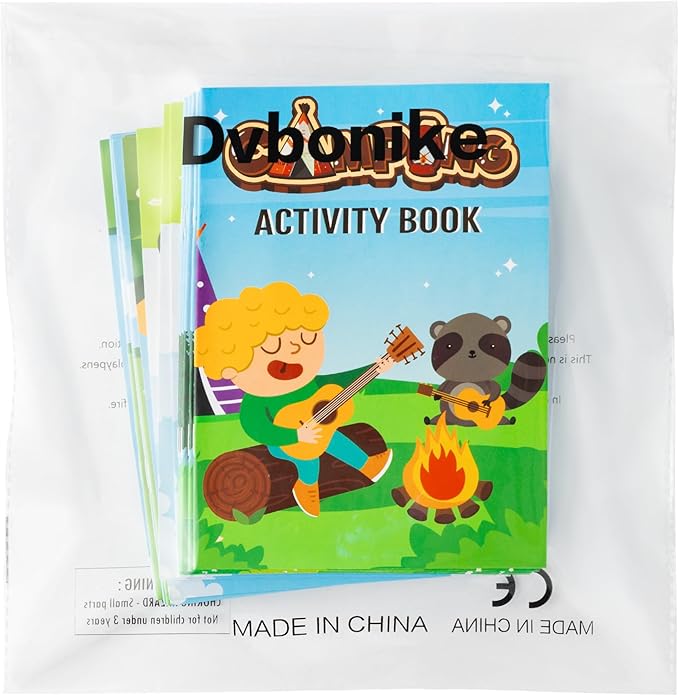 24Pcs Travel Camping Activity Books - Happy Camper Mini Fun Games Coloring Book Bulk Party Favors Goodie Bags Stuffers for Birthday Classroom School Students Rewards Supplies