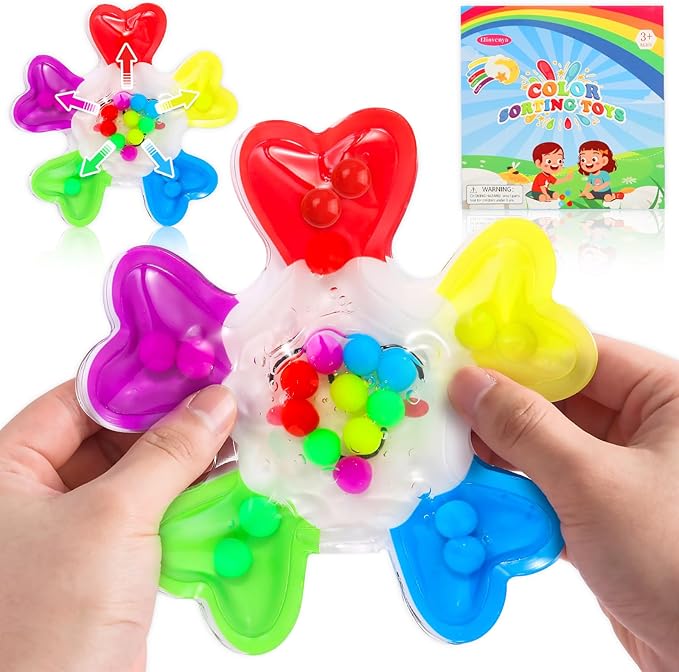 Color Sorting Sensory Toys, Fine Motor Skills Games for Toddlers, Montessori Preschool Outdoor Travel Learning Toys, for 3-5 Year Old Boys and Girls