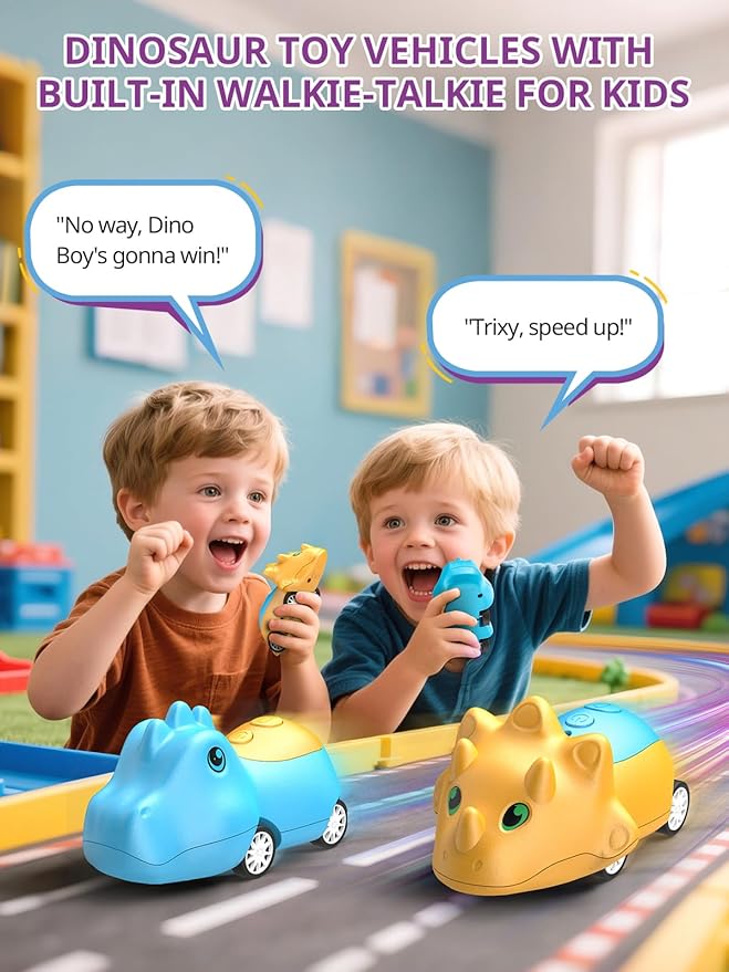 Walkie Talkies for Kids 2 Pack Dinosaur, Toys for Boys Girls Age 3 to 5 7, 48H Playtime, Fun for Home or Yard, T-Rex Rechargeable Easter Gift Birthday Christmas Camping Toddlers