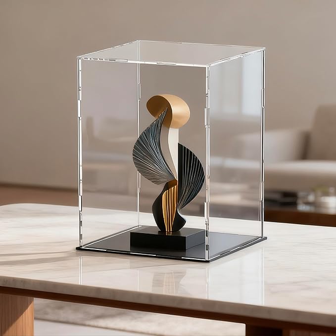 Acrylic Display Case for Collectibles and Toys, Versatile Clear Acrylic Display Box with Black Base for Showcase and Displaying, 13x13x16-inch