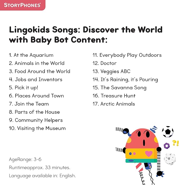 StoryShield, Lingokids Screen-Free Audio Storytelling Disk, Discover The World with Baby Bot: Curiosity About Animals and The World Around Us
