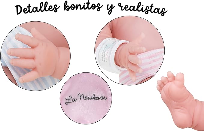 JC Toys 6 Piece Realistic Baby Doll Gift Set Classic La Newborn Nursery | 17" Life-Like Doll w/Accessories | Blue | Ages 2+| Made in Spain