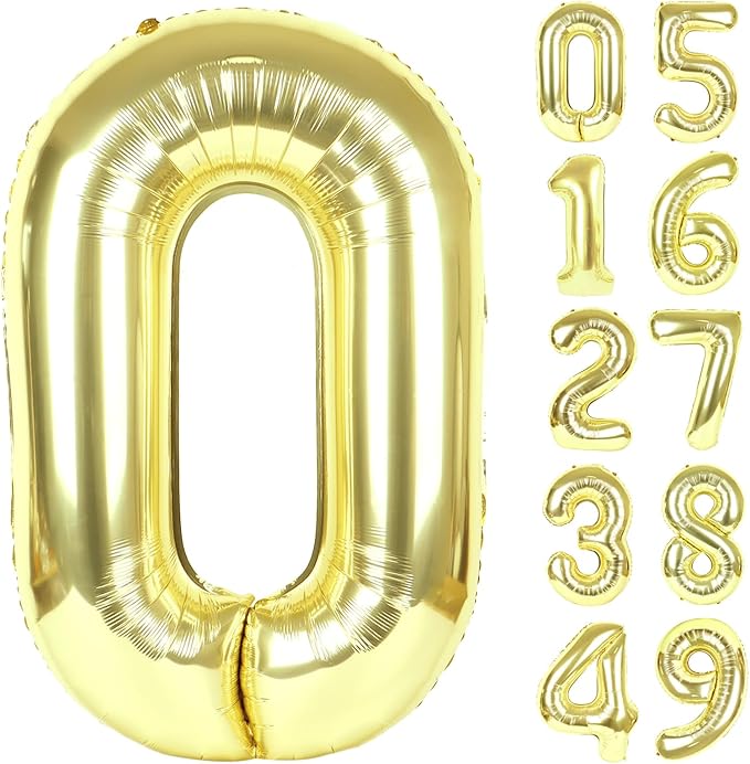 Champagne Gold Helium Number Balloon 40 Inch, Giant Foil Light Gold Number 0 Birthday Balloons, Large Numbers 10 20 30 40 50 60 70 80 90 100 2026, Party Celebration Supplies Decorations