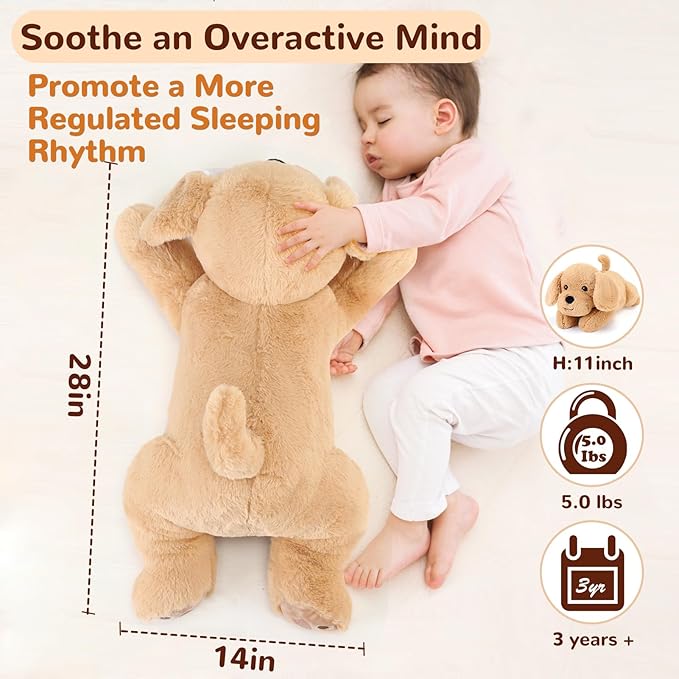 Yellow Lab Weighted Stuffed Animals - 28 Inch 5.0 Pounds Weighted Plushies Labradoodle Stuffed Animal - Large Dog Plush Pillow - Cute Plush Toy Gifts for Kids & Adults (28" 5.0 lbs)