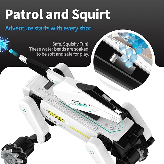EVADA 3 in 1 Robot Dog with Wheels Kit, 30+ Bionic Actions, Voice & Remote Control, Programmable Moves, Rechargeable Battery, All-Terrain Stunt Pet Toy for Kids (Removable Claw & Cannon)