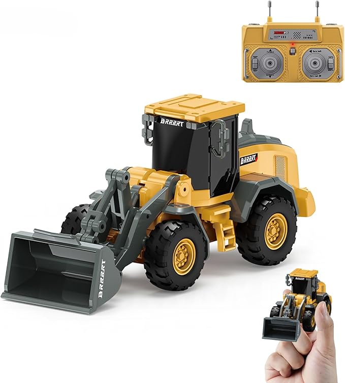 BRRRRT 1/64 RC Bulldozer Toy,Full Functional RC Construction Vehicles,Type-C Direct Charging Alloy Remote Control Bulldozer,Birthday Gifts for Boys and Girls Age 3+