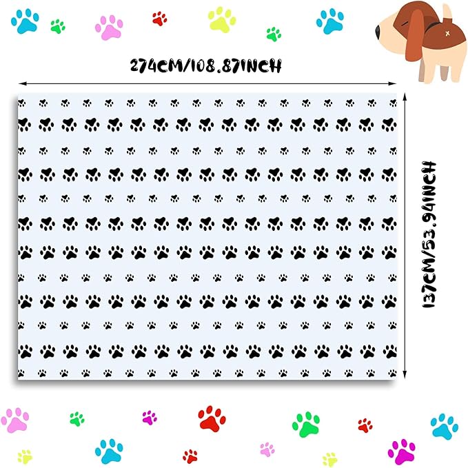 Tatuo 2 Pcs Puppy Paw Print Plastic Tablecloth Disposable Table Cover Puppy Themed Birthday Party Decorations for Dog Party Supplies (Black,108 x 54 Inch)